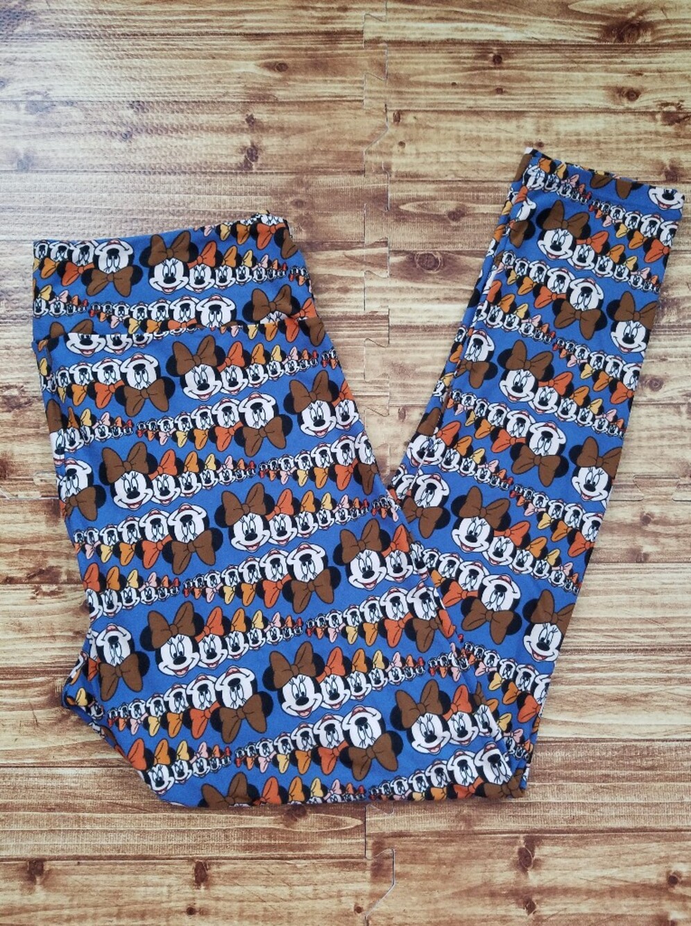 LuLaRoe Disney Minnie Mouse Leggings TC Tall Curvy Blue Brown 12-18